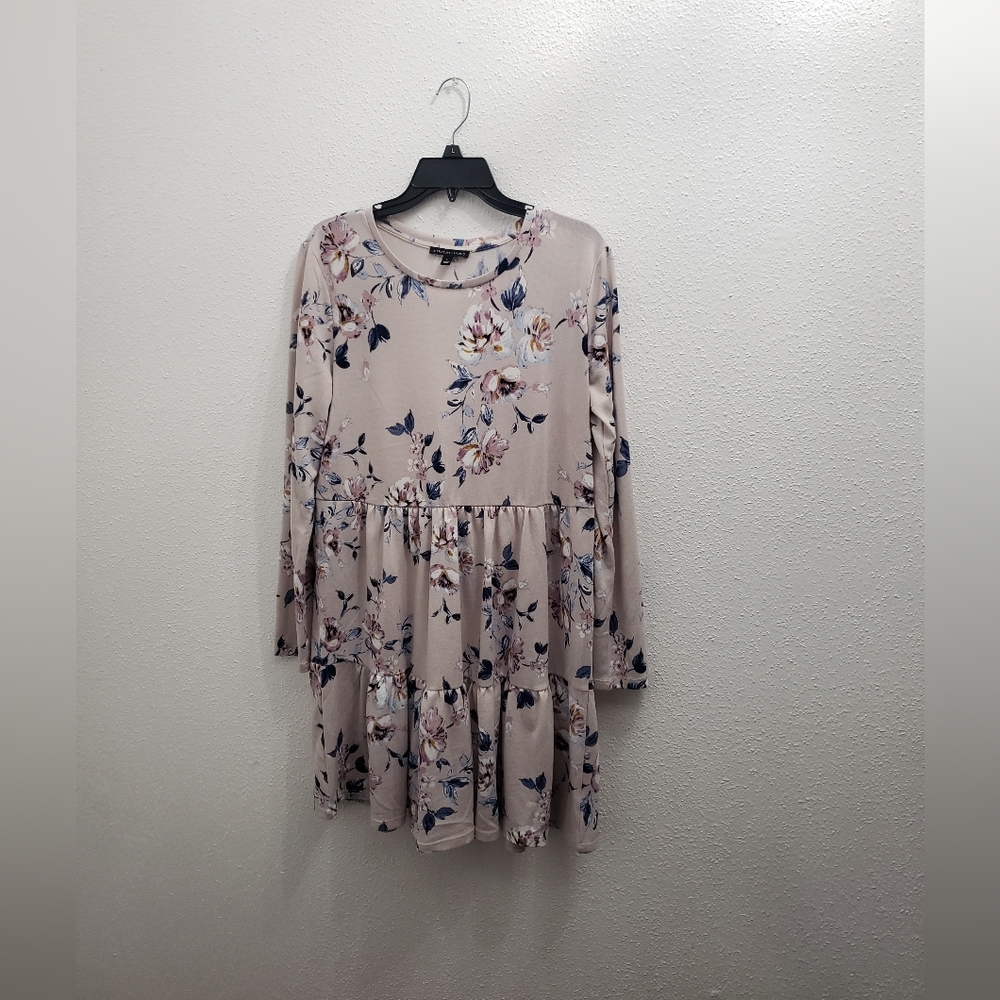 Pink Floral Tiered Dress